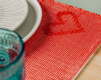 Set of 4 red placemats | Handmade woven placemats | Home decor | Kitchen decor | Portuguese handicrafts