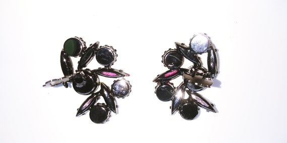 Rhinestone clips, rhinestone earrings, japanned e… - image 5