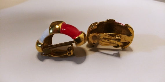 Robert earrings, Robert clip earrings, red gold w… - image 3