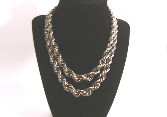 Hobe quality necklace, Hobe silver chain, Hobe silver necklace, 2 strand Hobe chain, big silver chain #468