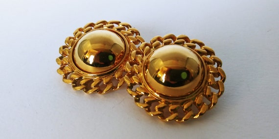 Avon gold earrings, Avon gold clips, round gold c… - image 3