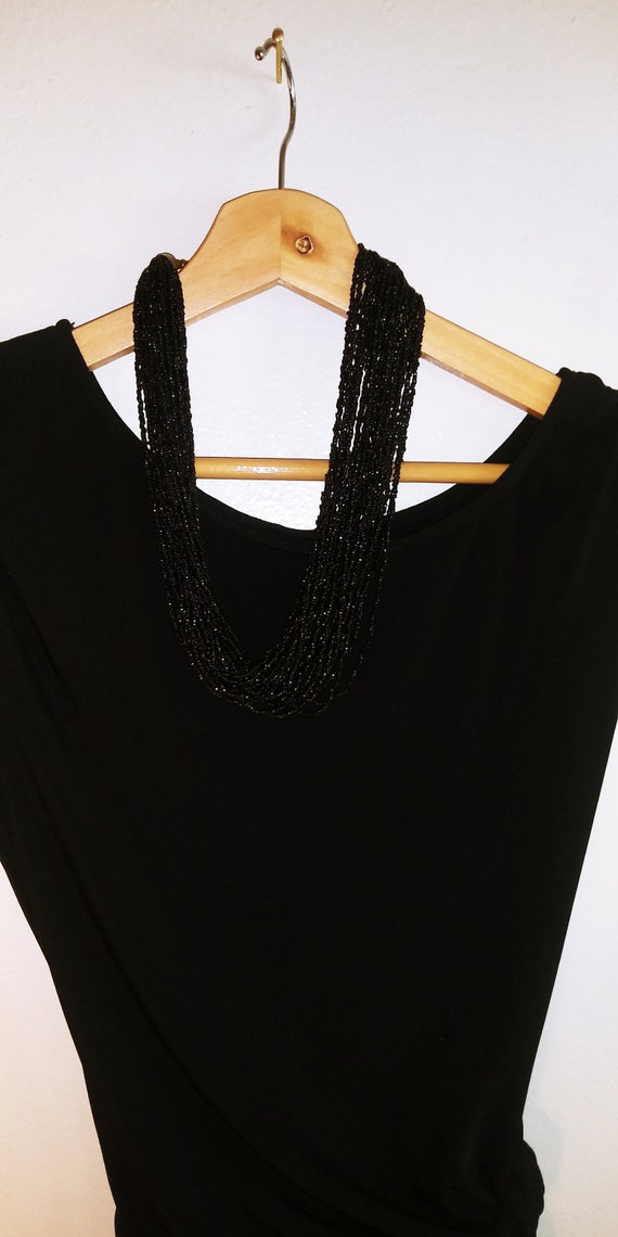 Black torsade, black bead necklace, 26 strand nec… - image 3