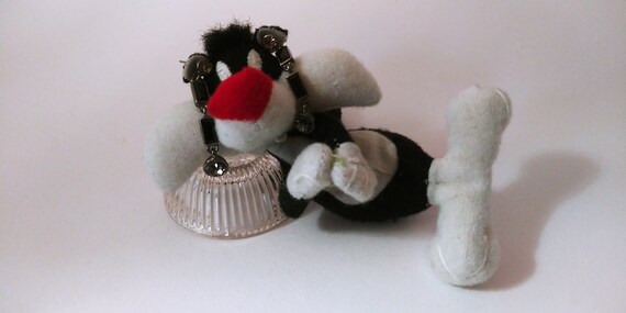 Givenchy Rhinestone Dangle Earrings: Black & Gray… - image 2