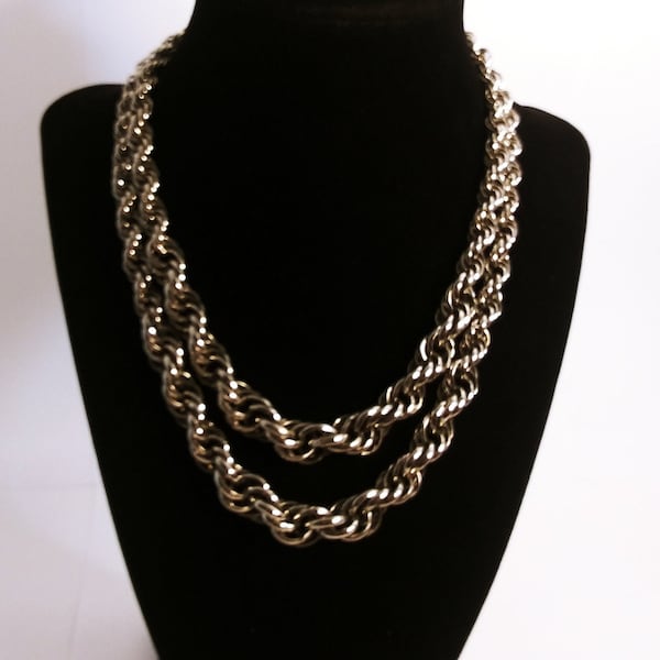 Hobe quality necklace, Hobe silver chain, Hobe silver necklace, 2 strand Hobe chain, big silver chain #468