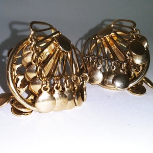 Gold cha cha earrings, Cha cha clip earrings, gold clip earrings, vintage cha cha clips, MCM gold earrings #552