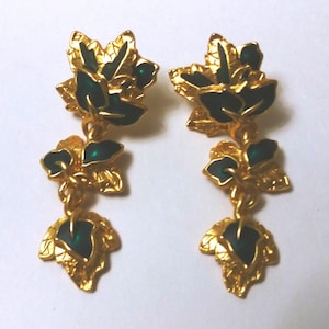 Berebi ivy earrings, berebi dangle earrings, green ivy earrings, gold green earrings, Berebi dangle earrings #953