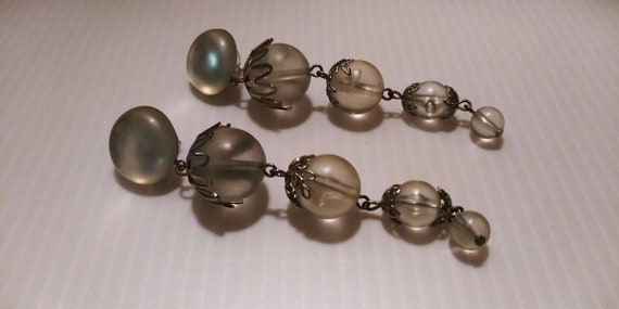 Lucite drop earrings, long drop earrings,  transl… - image 1