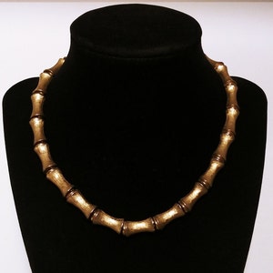 Vintage Boucher Gold Bamboo Link Choker Necklace #1260