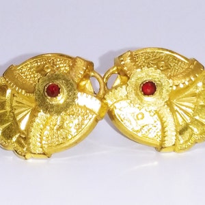 Victorian earrings, Edwardian earrings, antique gold earrings, screw clip earrings, gold ruby earrings #958
