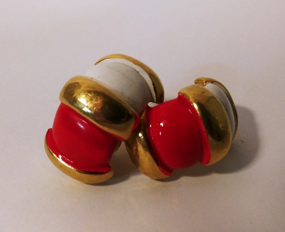 Robert earrings, Robert clip earrings, red gold w… - image 1