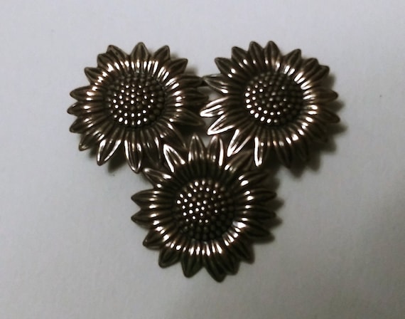 Sunflower brooch pin, Beau Sterling pin, sterling… - image 1