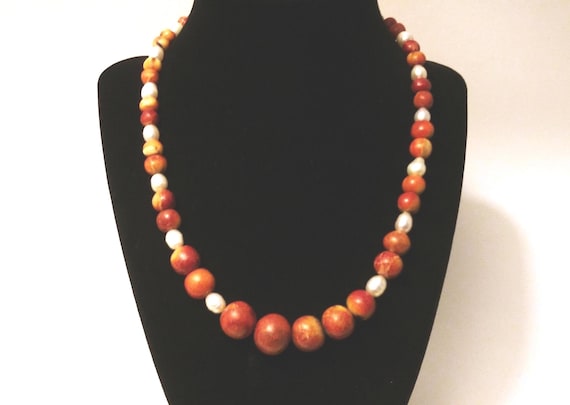 Apple coral necklace, Coral pearl necklace, Sponge coral necklace, Natural coral necklace, unisex necklace #435