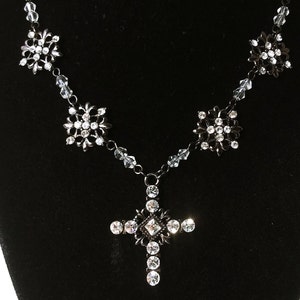 Crystal Cross Pendant Necklace: Goth Bling, Dainty Elegant
