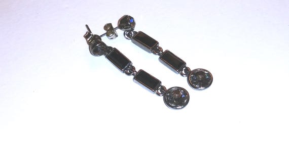 Givenchy Rhinestone Dangle Earrings: Black & Gray… - image 1