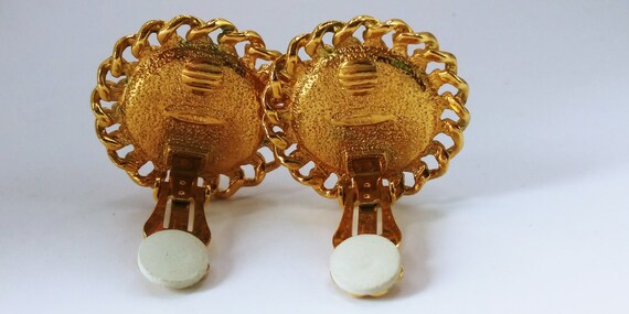 Avon gold earrings, Avon gold clips, round gold c… - image 4