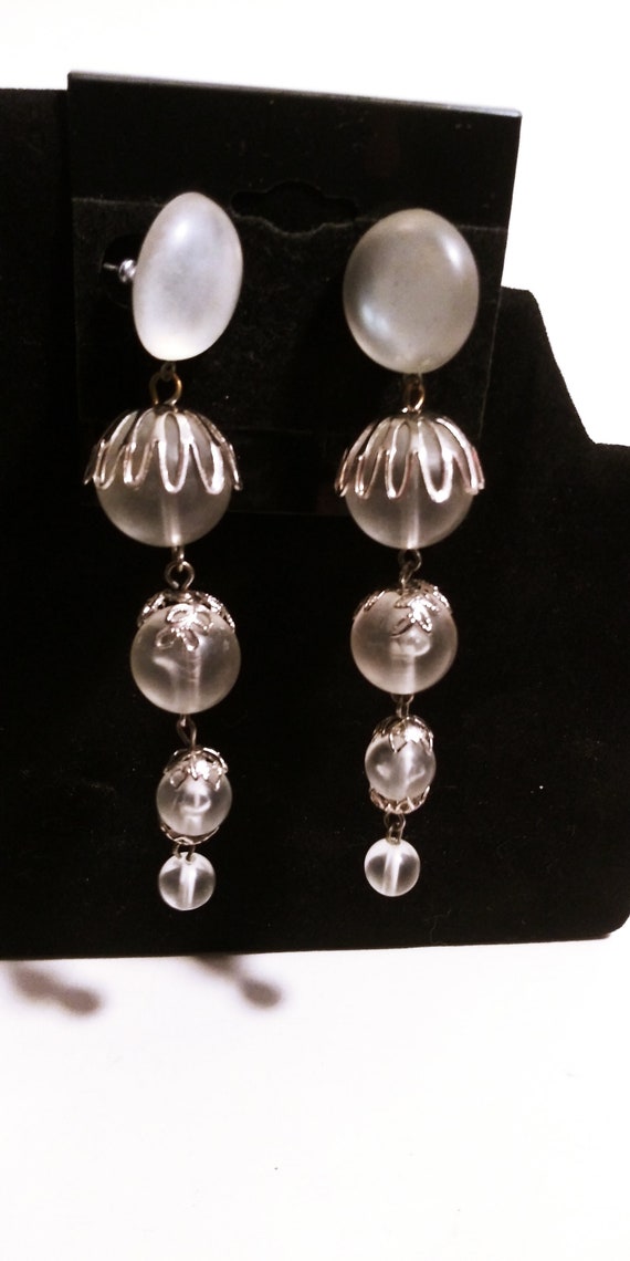 Lucite drop earrings, long drop earrings,  transl… - image 3