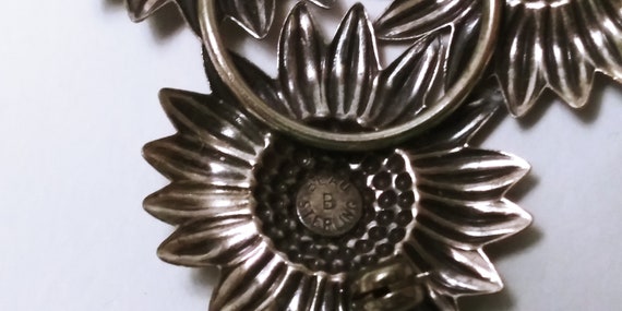 Sunflower brooch pin, Beau Sterling pin, sterling… - image 2