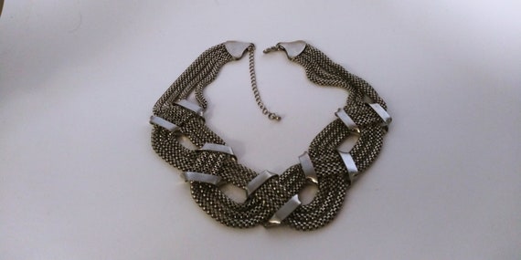 Silver mesh necklace, silver mesh collar, woven m… - image 2