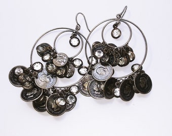 Queen Elizabeth Coin Dangle Earrings: British Monarchy Jewelry