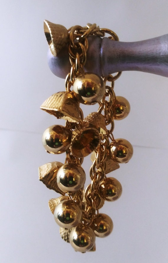 Gold bell bracelet, gold jingle bells, Xmas bell … - image 3