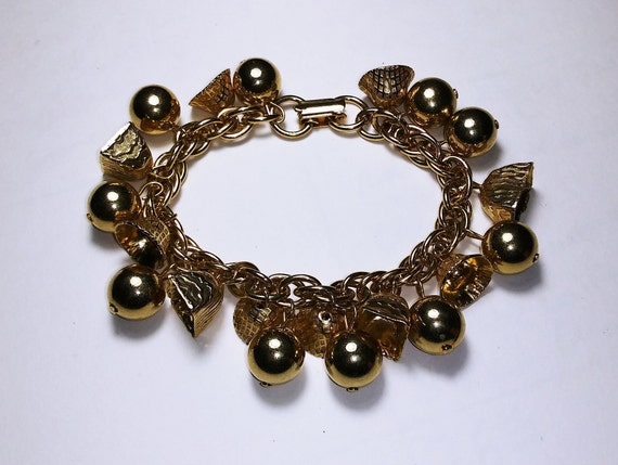 Gold bell bracelet, gold jingle bells, Xmas bell … - image 1