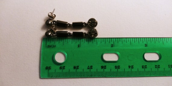 Givenchy Rhinestone Dangle Earrings: Black & Gray… - image 5