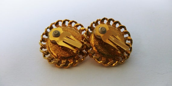 Avon gold earrings, Avon gold clips, round gold c… - image 6