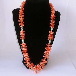 Coral pearl necklace, Vintage Coral necklace, branch coral necklace, natural coral, pink salmon, long coral necklace 68.8 g #639