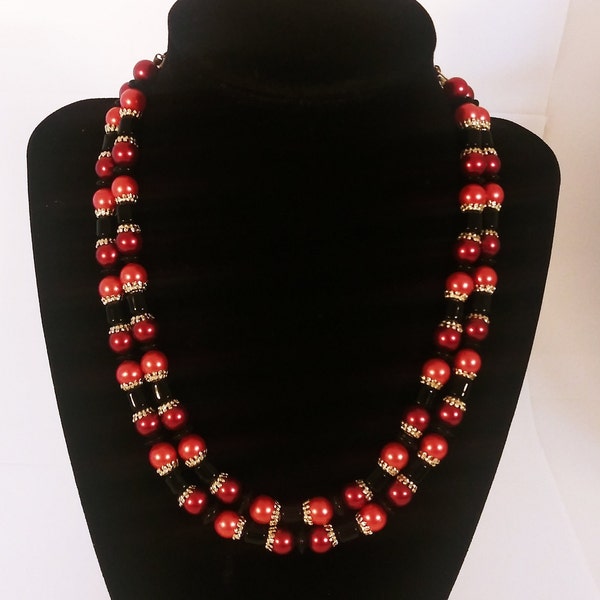 Japanese Black Bead Necklace Etsy