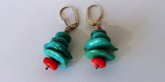 Turquoise earrings, turquoise dangles, turquoise … - image 1