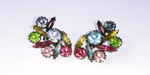 Rhinestone clips, rhinestone earrings, japanned e… - image 3