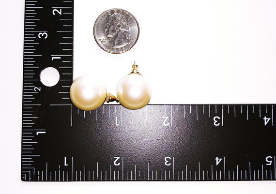 Huge pearl studs, monet pearl earrings, huge pear… - image 3