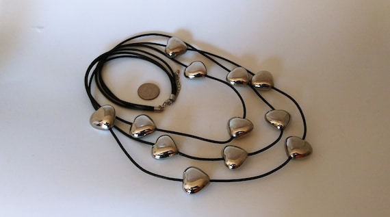 Boho big heart necklace, Puffy heart necklace, le… - image 1