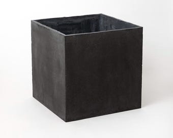 Dark Gray 18" Cube Concrete Planter