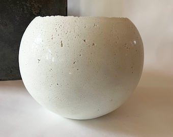 Large Concrete Globe Planter/Vessel 7.5"x 10"x 6.75"