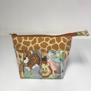 Small - &quot;Nursery Friends&quot;- Zippered, Lined, and Pleated Multi-Purpose Cosmetic/Toiletry Bag