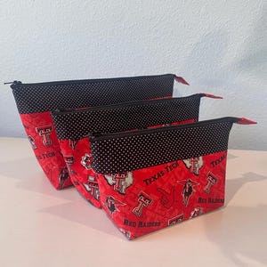 3-Piece “Guns Up!”, Texas Tech, Zipper,  Multi-Purpose, Cosmetic/Toiletry Bags