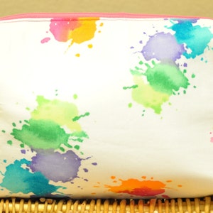 Large Cosmetic Bag (Rainbow Paint Splotches)