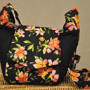 Large On The Go Handbag (Black Floral)