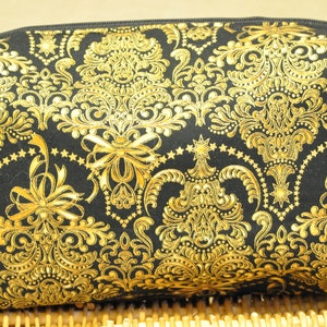 Large Black and Gold Cosmetic Bag