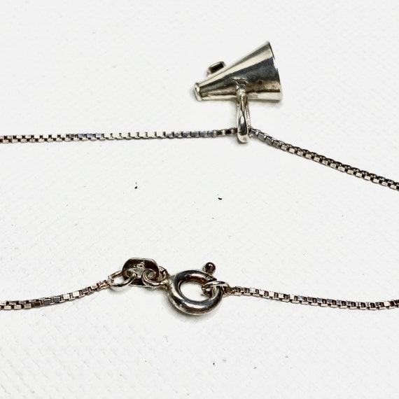 Sterling Silver Megaphone Pendant Necklace Vintage 19… Gem