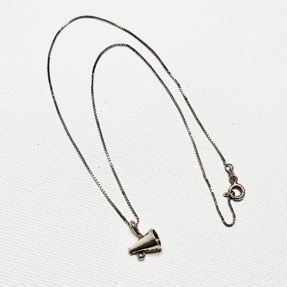 Sterling Silver Megaphone Pendant Necklace Vintage 19… Gem