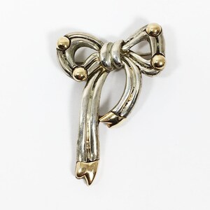 Sterling Silver 14K Gold Bow Pin Designer Signed Remy STER 14K Vintage 1990s Bow Brooch Gift for Her Rotenier Collectible Birthday