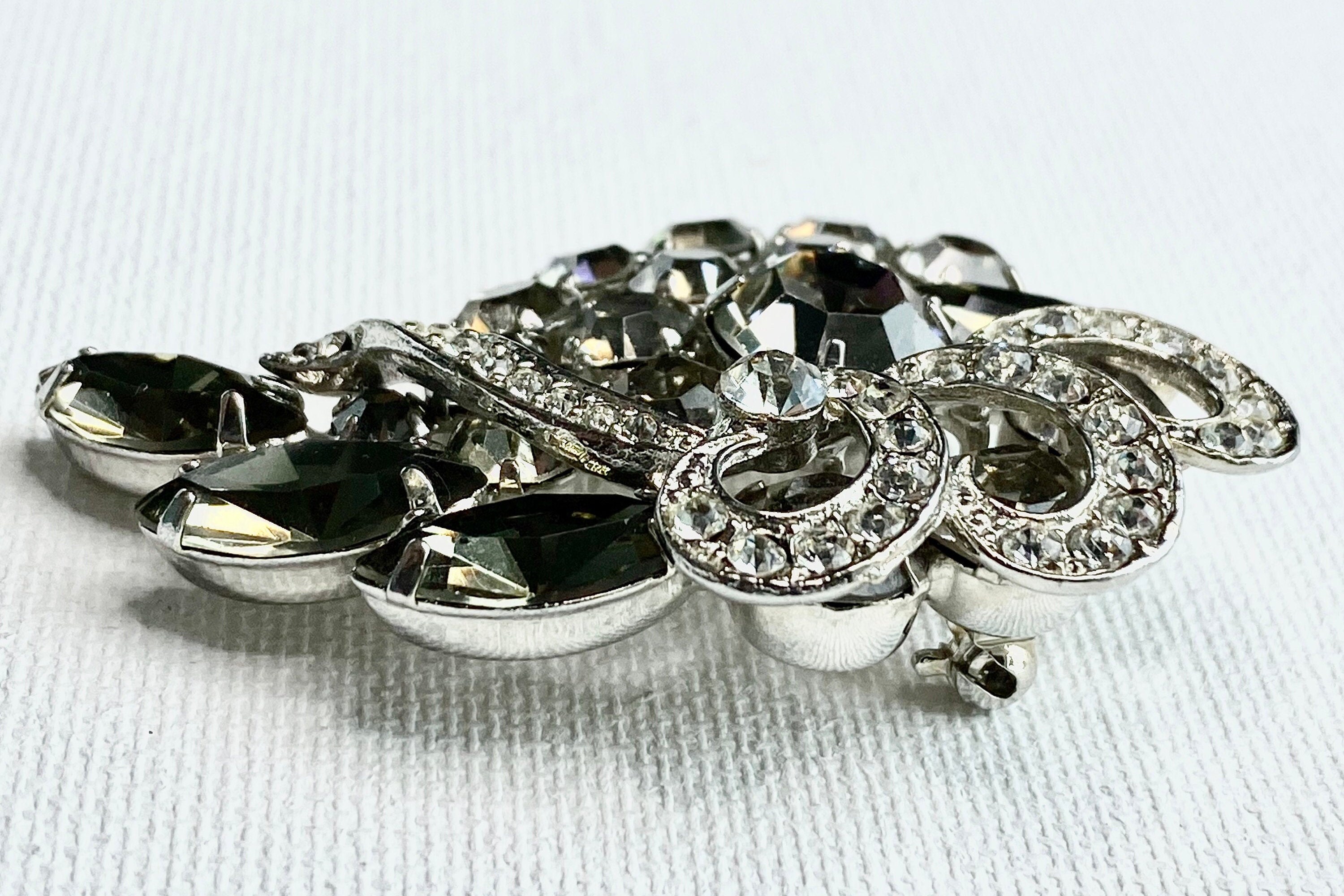 Juliana Brooch Gray Clear Rhinestone Pin Mid Century Vintage - Etsy