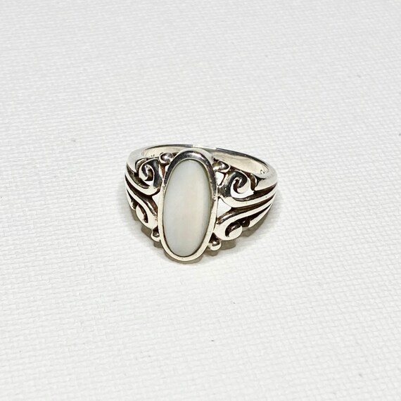 Sterling Silver Moonstone Ring Vintage Art Nouvea… - image 3