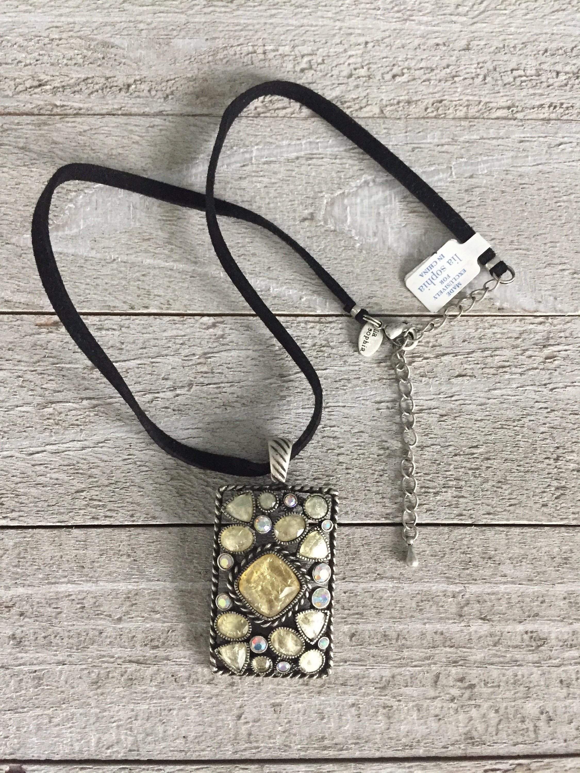 Lia Sophia Pendant Necklace Vintage 1990s Rectangle Lucite Etsy