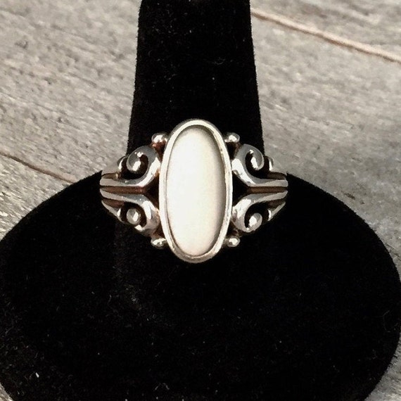 Sterling Silver Moonstone Ring Vintage Art Nouvea… - image 2