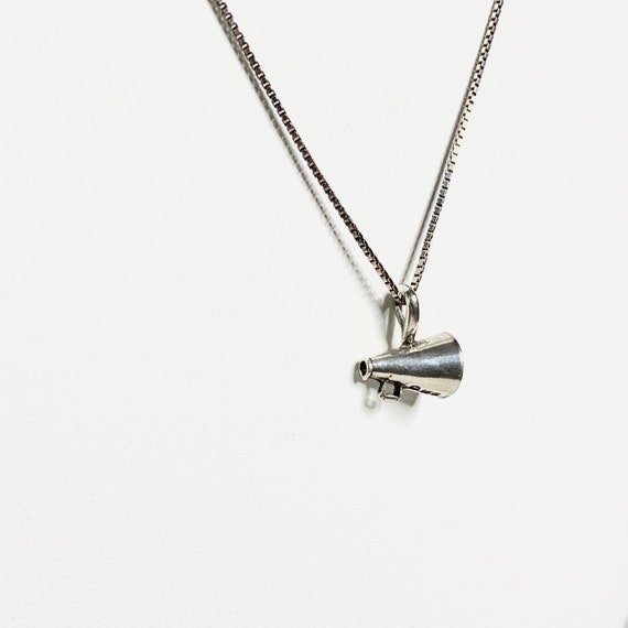 Sterling Silver Megaphone Pendant Necklace Vintage 19… Gem