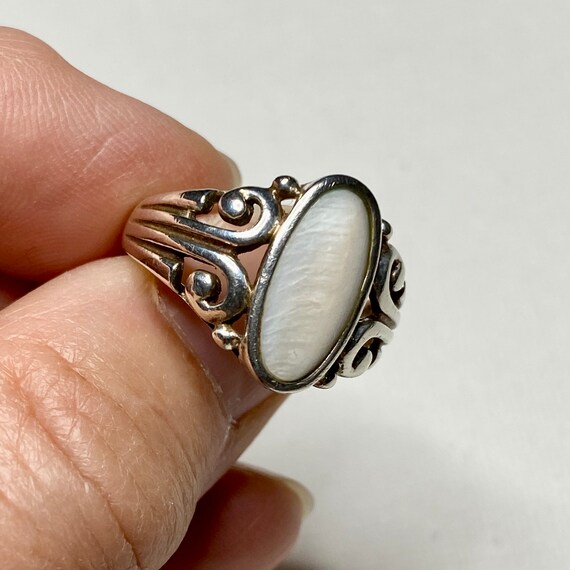 Sterling Silver Moonstone Ring Vintage Art Nouvea… - image 5