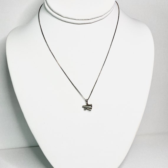 Sterling Silver Megaphone Pendant Necklace Vintage 19… Gem